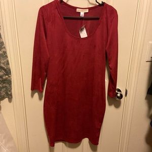 Red suede dress nwt